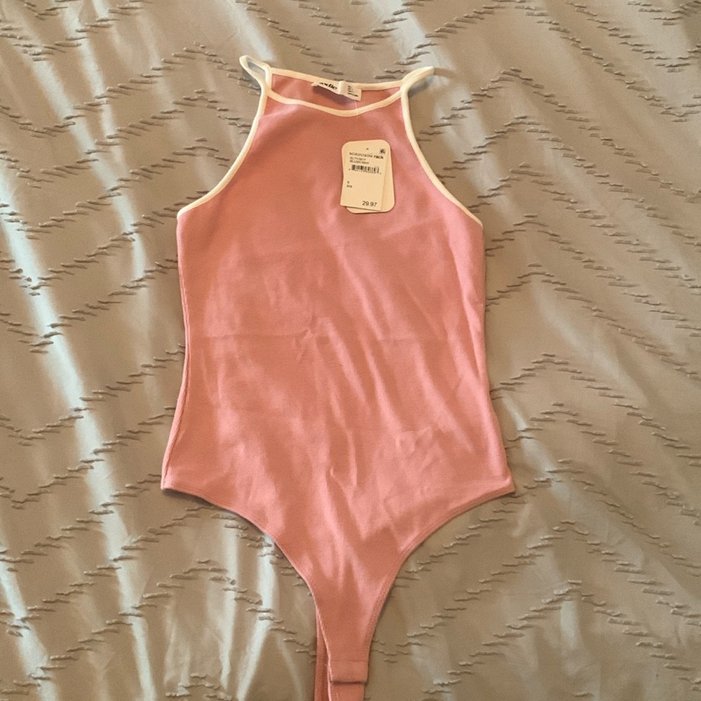 NWT pink with white trim Elodie bodysuit